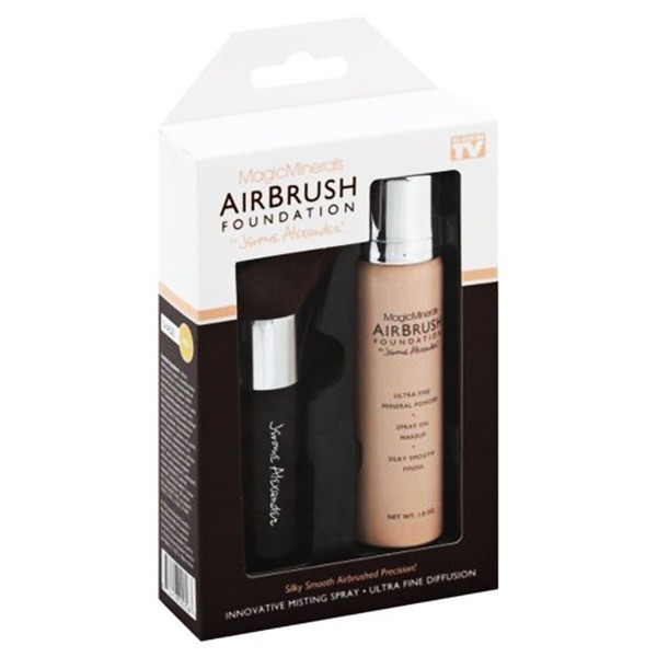 MagicMinerals AirBrush Foundation by Jerome Alexander 2pc Set with Airbrush  Foundation and Kabuki Brush - Spray Makeup with Anti-aging Ingredients for  Smooth Radiant Skin (Medium)