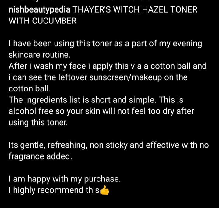 Thayers Toner Customer Review