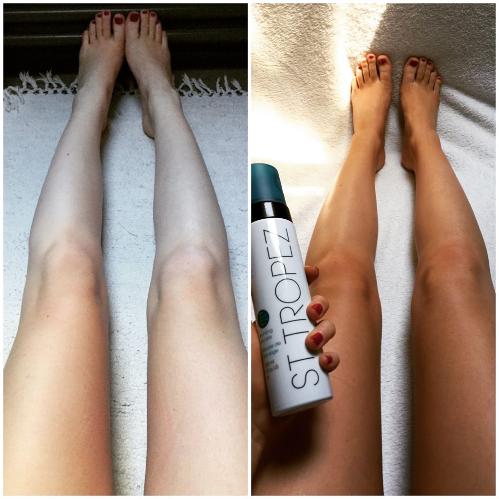 St. Tropez Self Tanner before and after