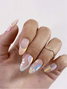 Florals and Rainbows Nail Art