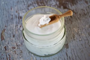 Coconut oil in a glass jar